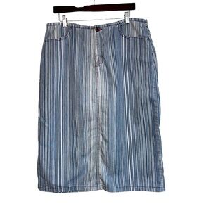 3/$15 Ricki's Striped Denim Skirt Womens 32 Blue Vintage